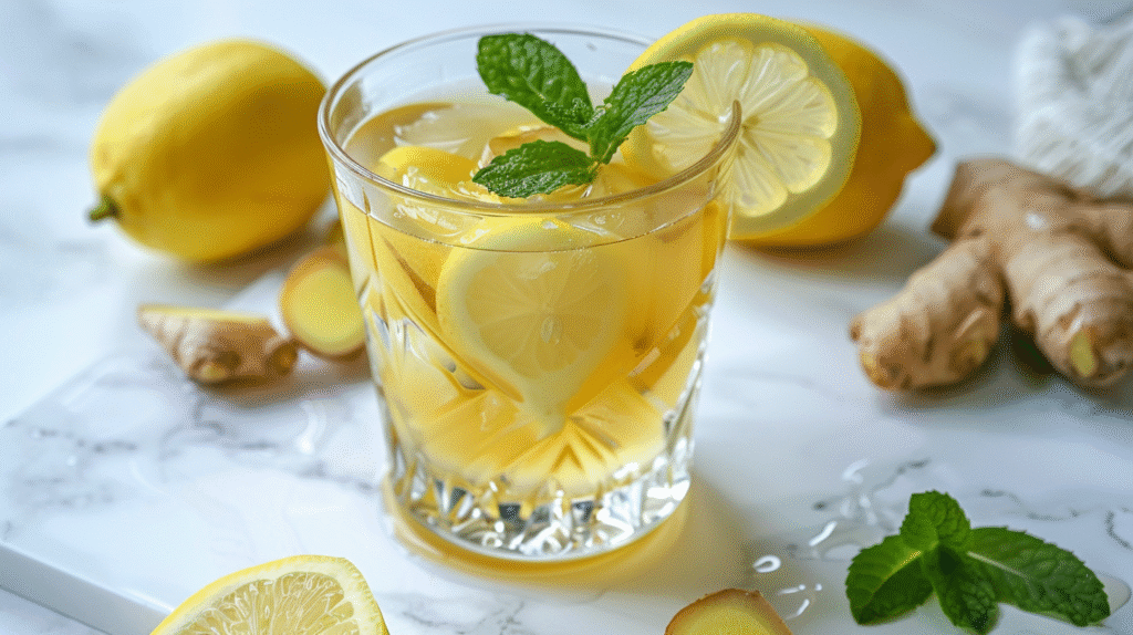 Natural Zepbound recipe detox drink with lemon, ginger, ACV