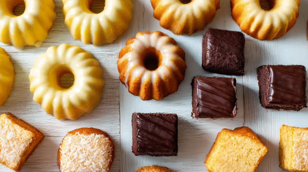 Good dessert to bring for Easter – close-up of mini bundt cakes and bars