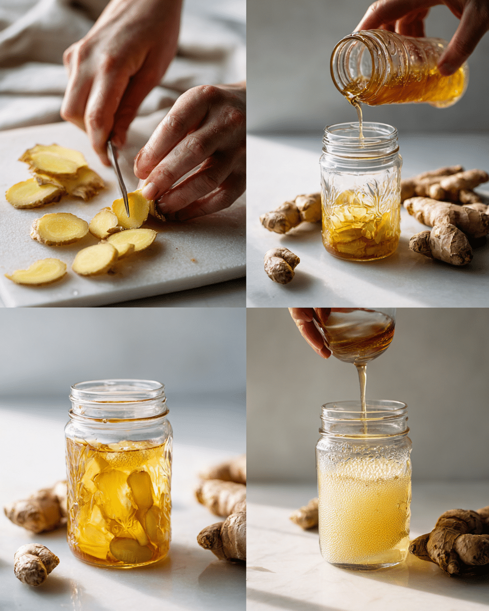 honey-fermented-ginger-step-by-step. Step-by-step visual guide to making honey fermented ginger