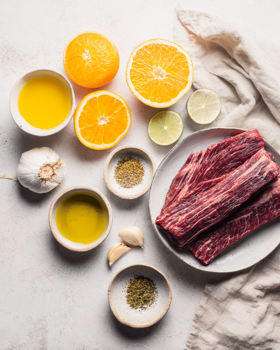 Citrus garlic marinade ingredients for skirt steak