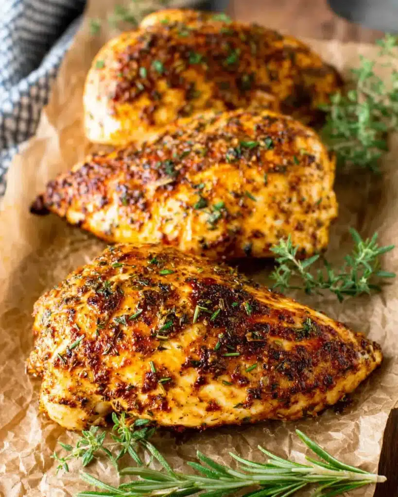 Perfect Baked Chicken Recipes breasts with a golden crust, resting on parchment paper