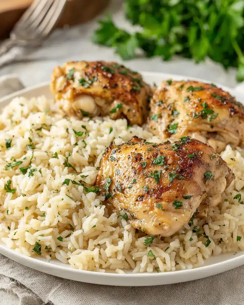 Chicken simmering in creamy one pan sauce